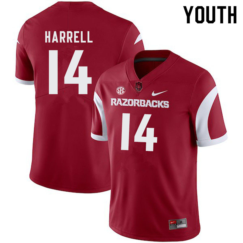 Youth #14 Chase Harrell Arkansas Razorbacks College Football Jerseys-Cardinal - Click Image to Close